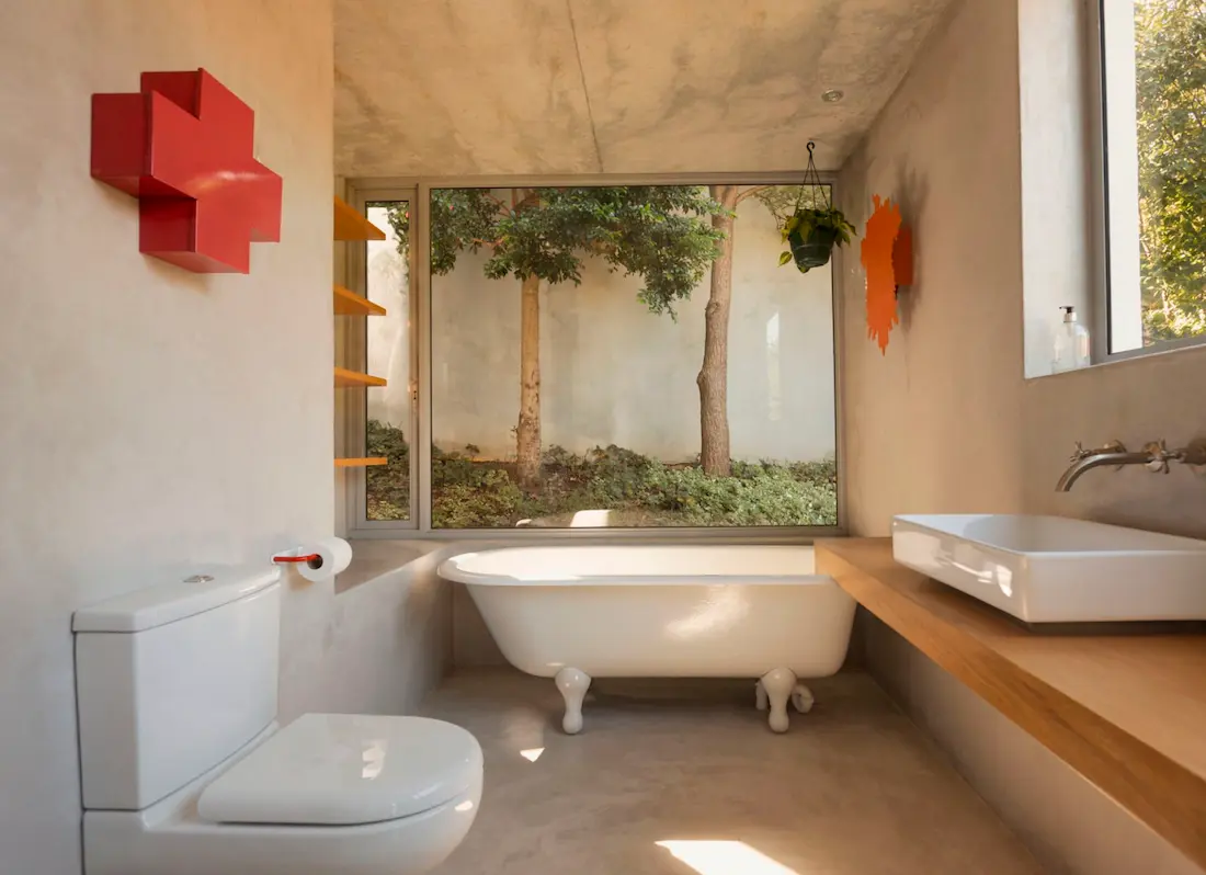 Baño con microcemento en paredes y suelo